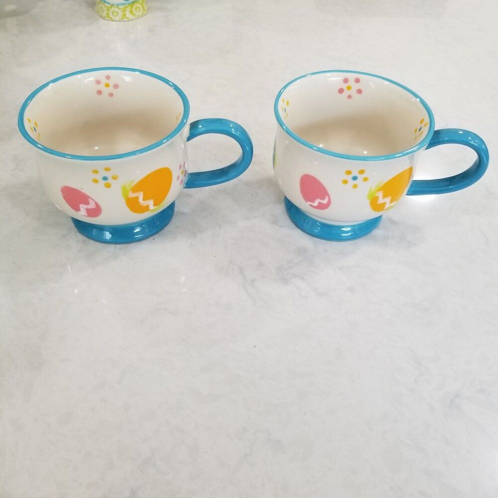Temptations Old World Easter Mugs Pair – 10 oz Handpainted